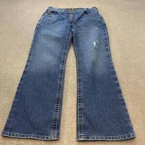 Ariat Rebar M4 Relaxed Boot Jeans Mens 34x32 Blue Bootcut Stretch Denim Distress